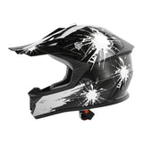 TCMT Youth Kids DOT Motocross Off-Road Helmet Black / White Fireworks - TCMTMOTOR