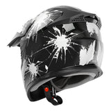 TCMT Youth Kids DOT Motocross Off-Road Helmet Black / White Fireworks - TCMTMOTOR
